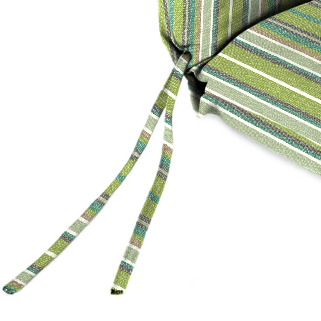 Green Stripe Rectangular Outdoor Chair Cushion with Ties B7034