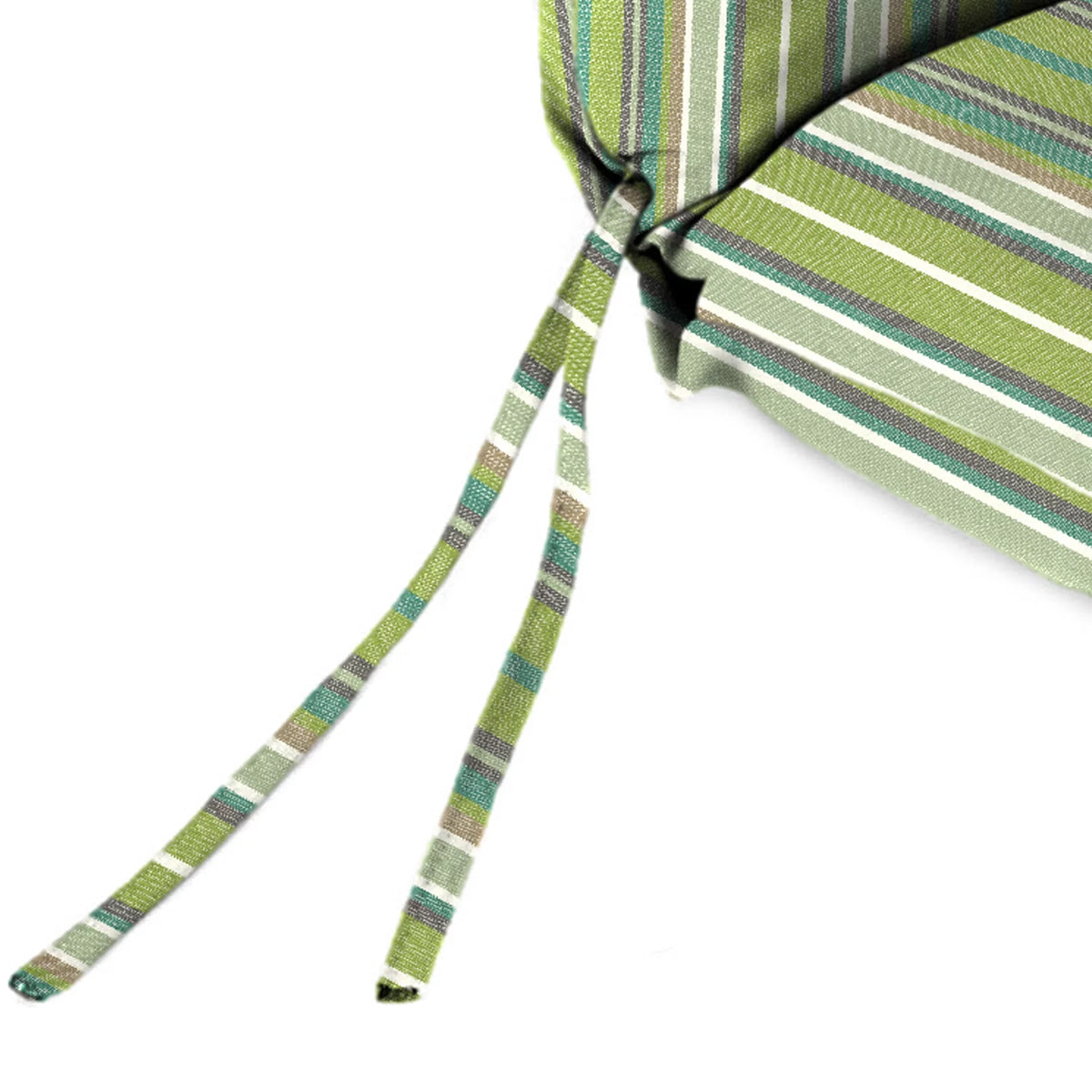 Green Stripe Rectangular Outdoor Chair Cushion with Ties B7034