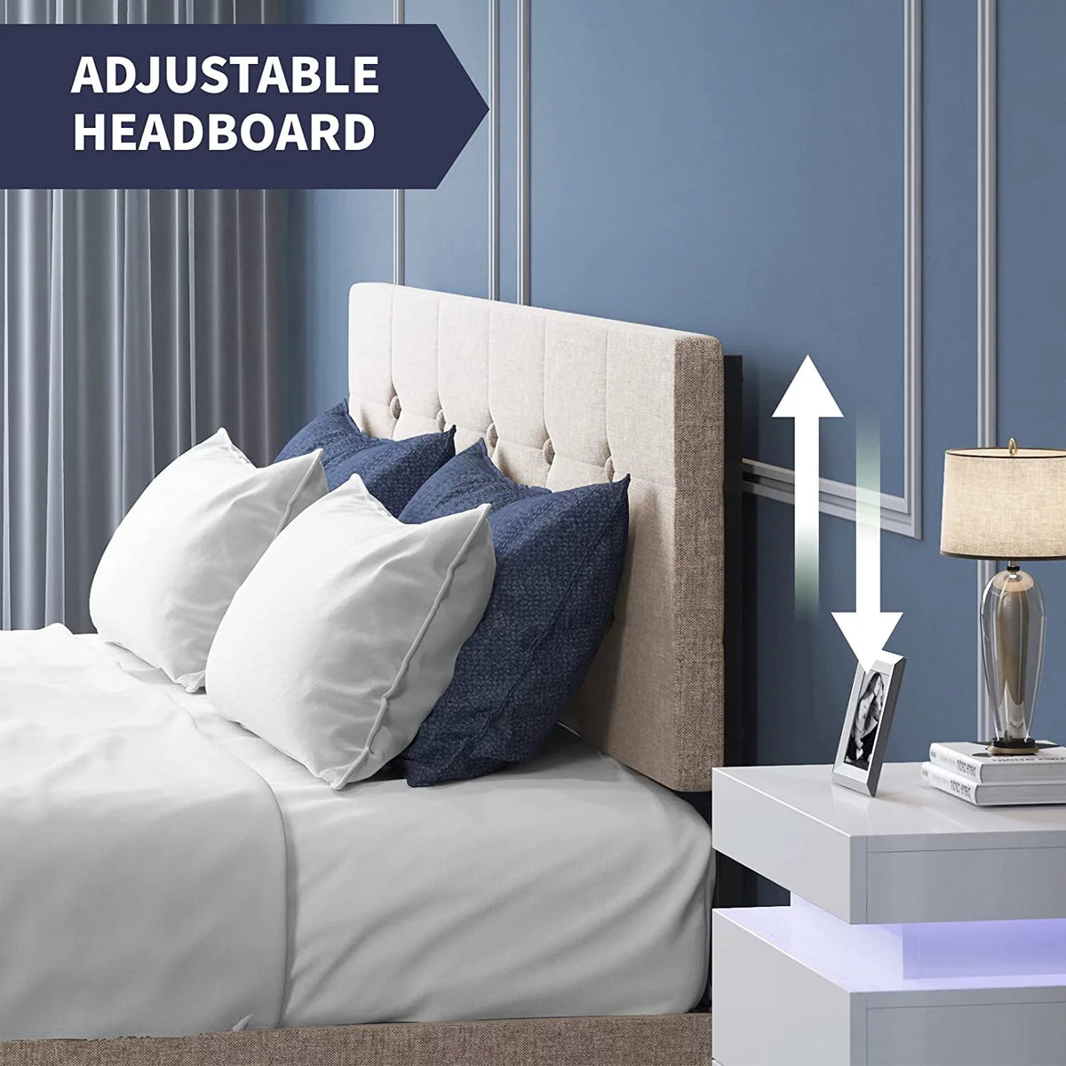 Queen Size Platform Bed Frame with 4 Storage Drawers T54504