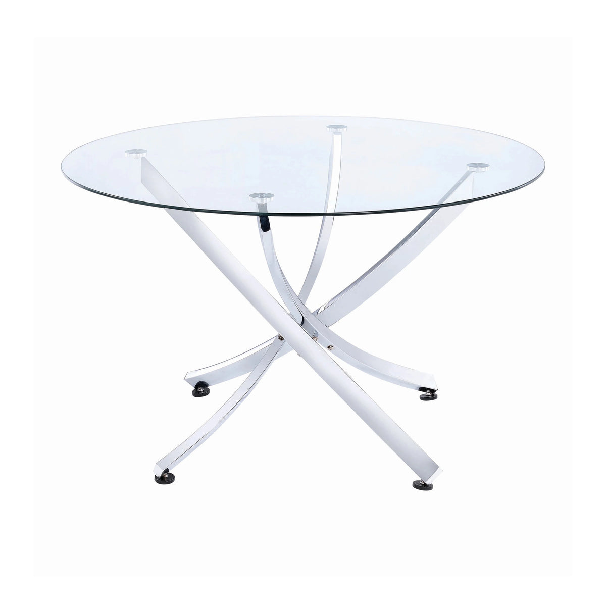 Round Dining Table Chrome and Clear I961