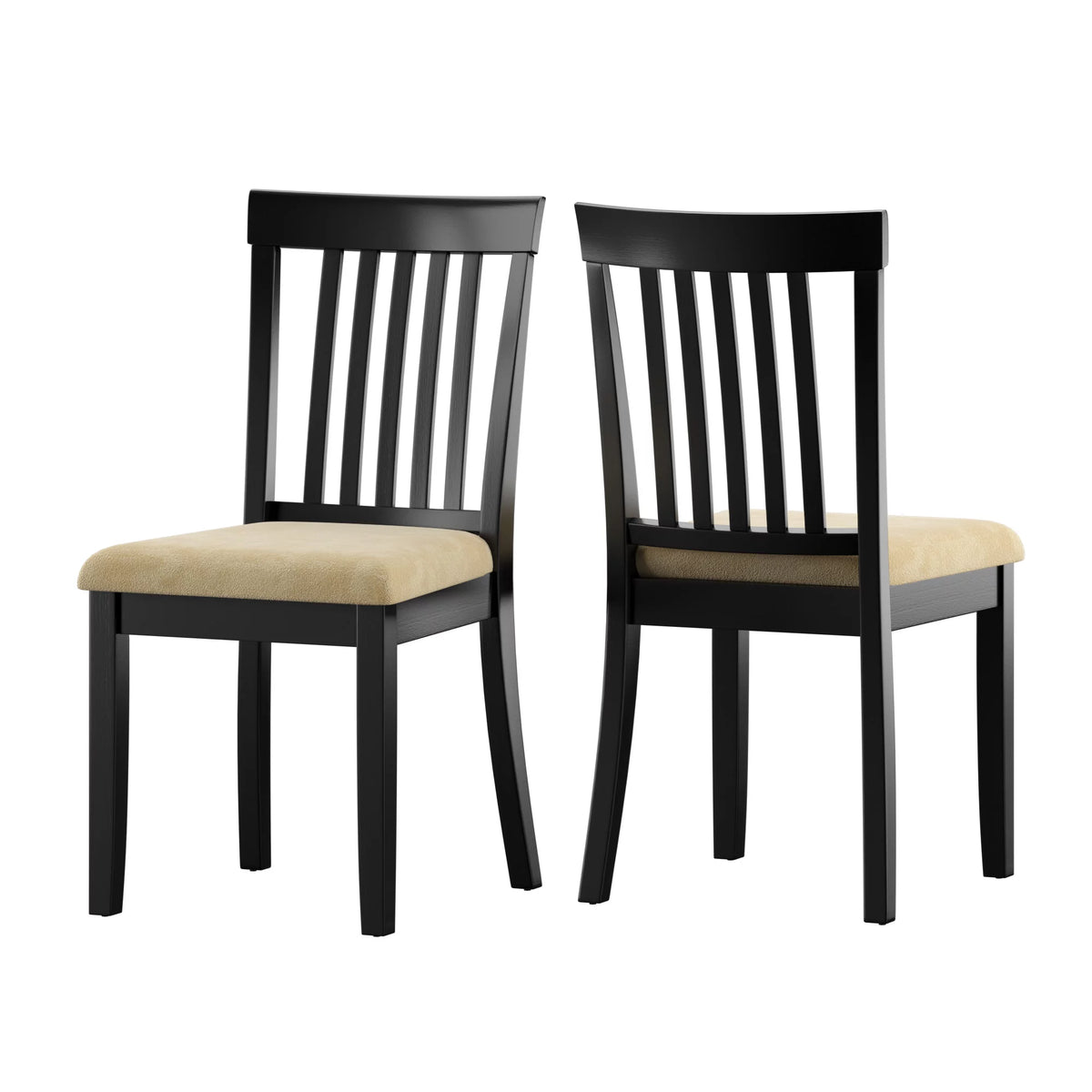 Slat Back Wood Dining Chair Set of 2 Beige and Black J26472