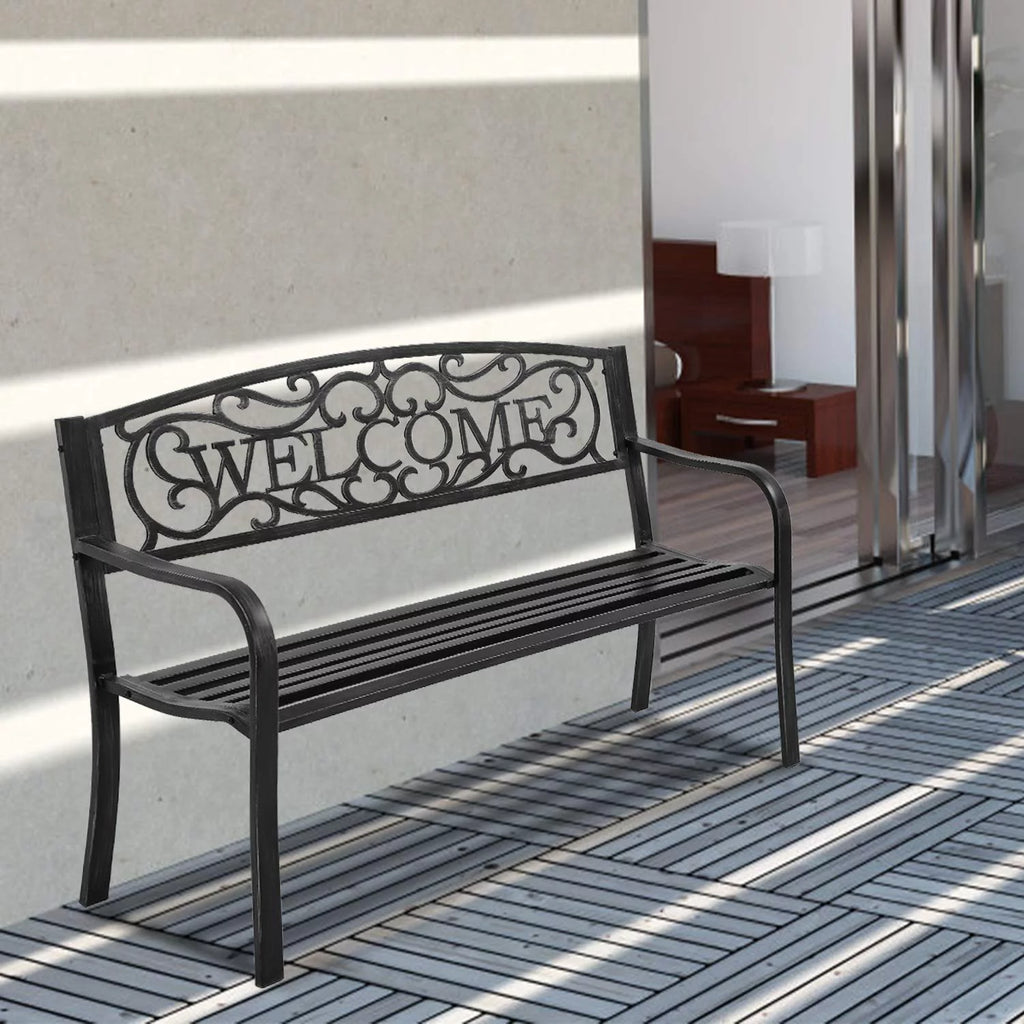 Patio Bench 400 lbs Cast Iron Metal Outdoor Seating N44759