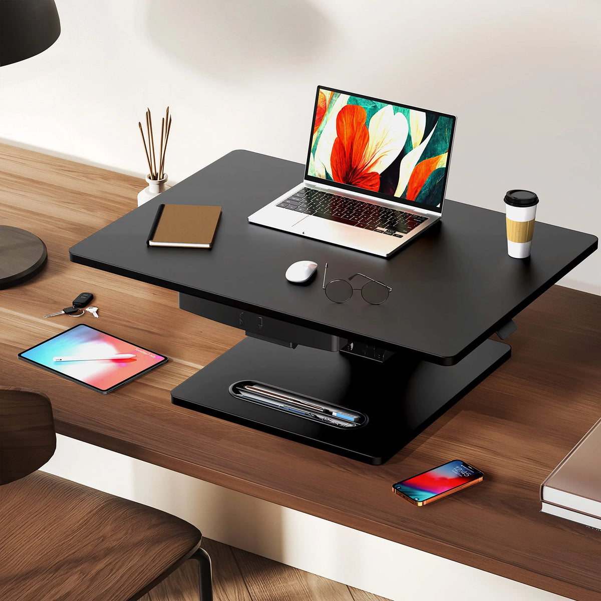 28" Black Height Adjustable Standing Desk E19980