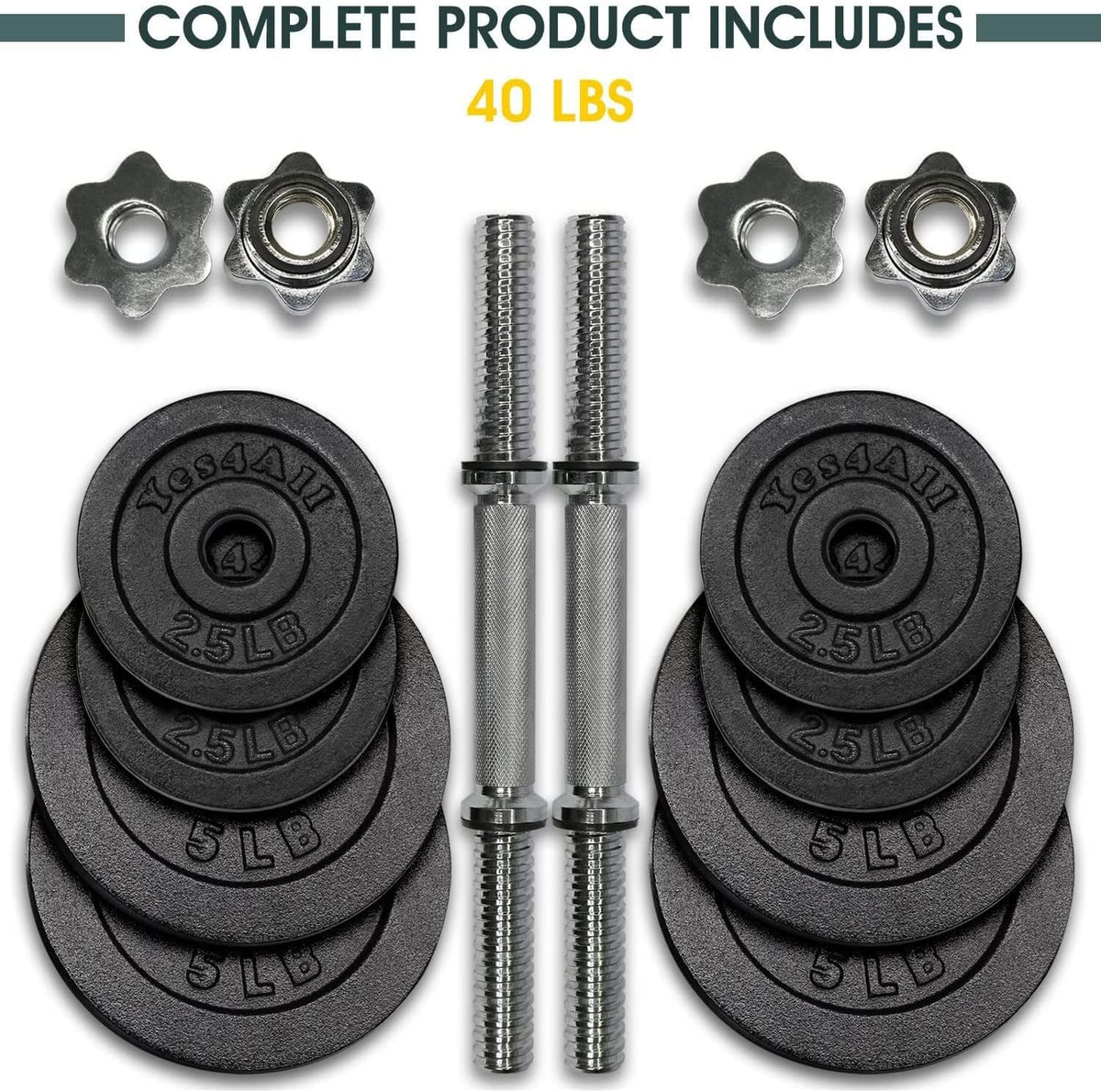 50 lbs Adjustable Cast Iron Dumbbell Set J5715