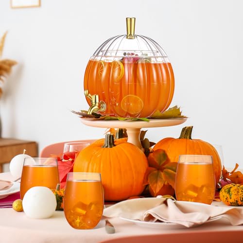 1.3 Gallon Pumpkin Drink Dispenser with 4 Cups R4393