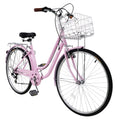 26 inch Commuter Bicycle with 7-speed Baskets Pink V8264