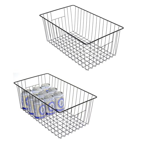 16 inch Upright Freezer Organizer Baskets, Black, Pack 3 Q90998