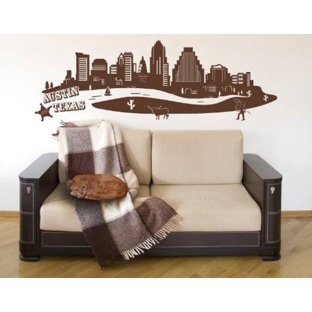 Hazelnut Brown 59in x 20in Cityscape Wall Decal Q871