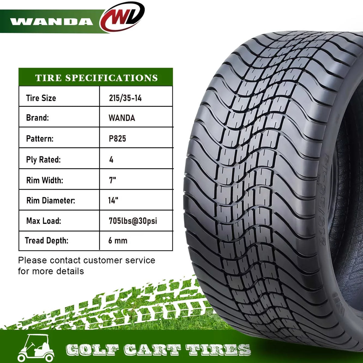 215/35-14 4 Ply Golf Cart ATV Tires O76872