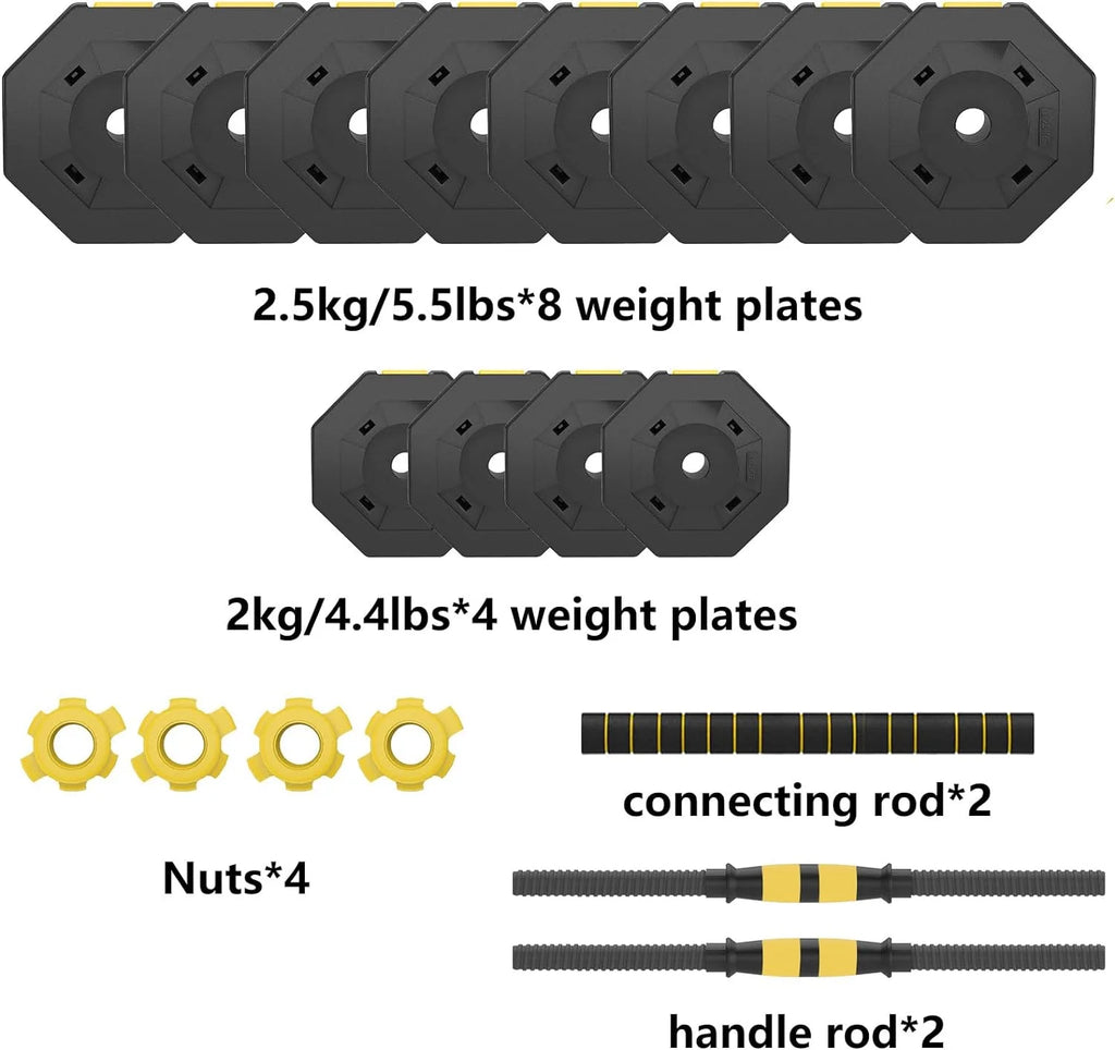 Adjustable Dumbbells Set 55LB 66LB 3 in 1 J4178