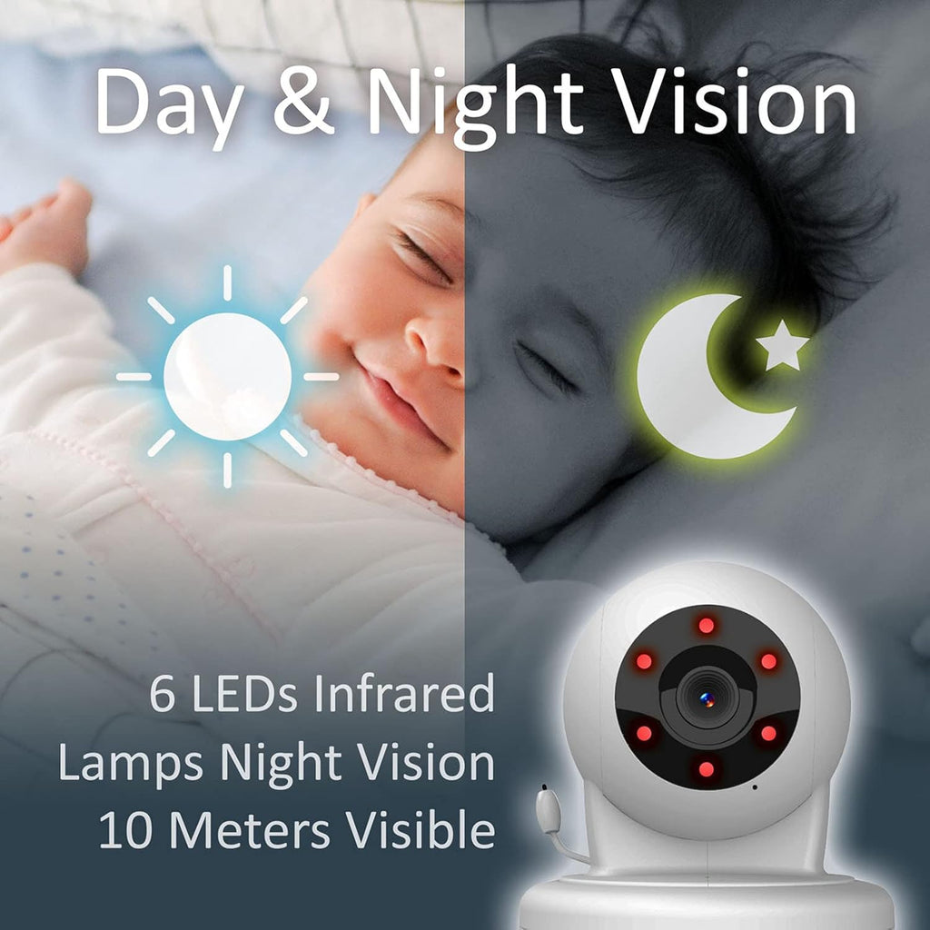 Baby Monitor with Remote Pan-Tilt-Zoom Camera, 4.3” Screen, Night Vision, Talk Back, Room Temperature, Lullabies, 1000ft Range V190329