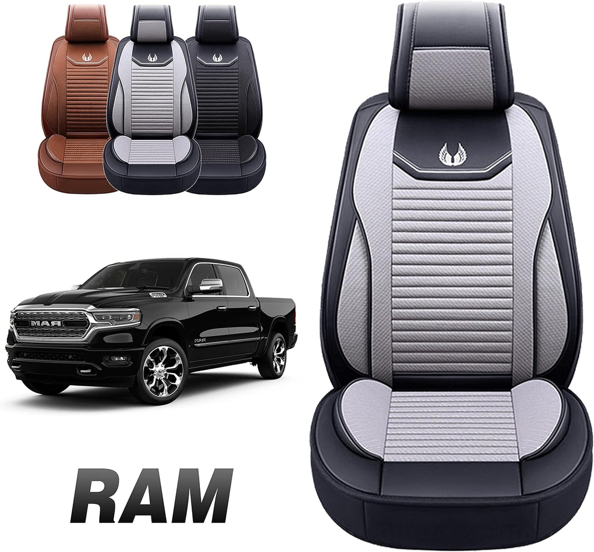 Black Faux Leather Custom Fit Seat Cover for RAM Pick-up Truck M110587