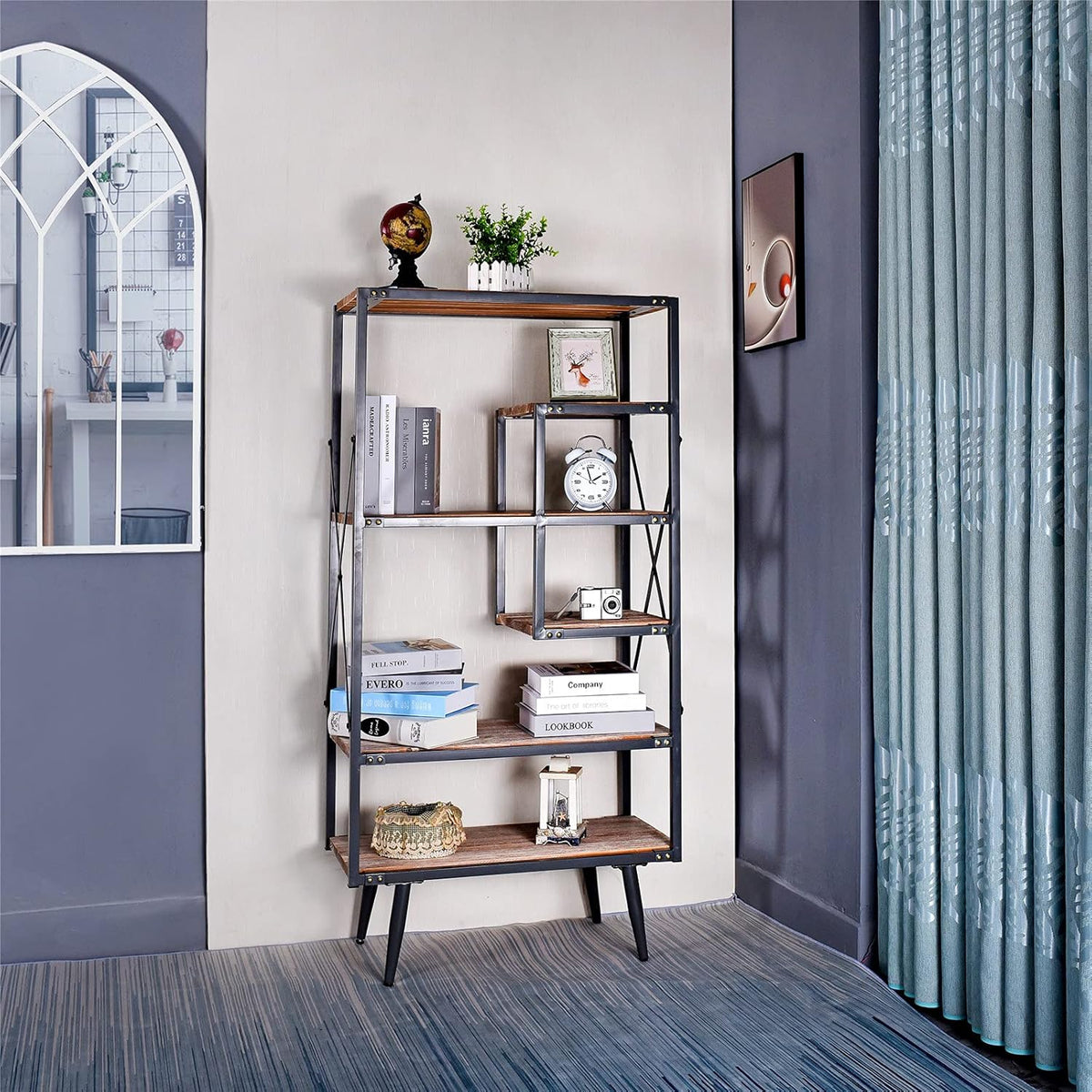 6 Tier Solid Wood Bookcase B7116