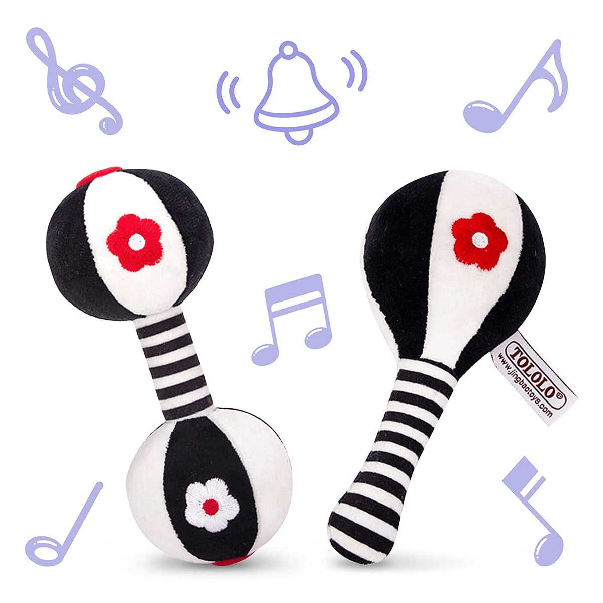 2PCS Soft Rattles for Baby, Baby Toys 0-6 Months, Car Seat Toys for Infants S573851