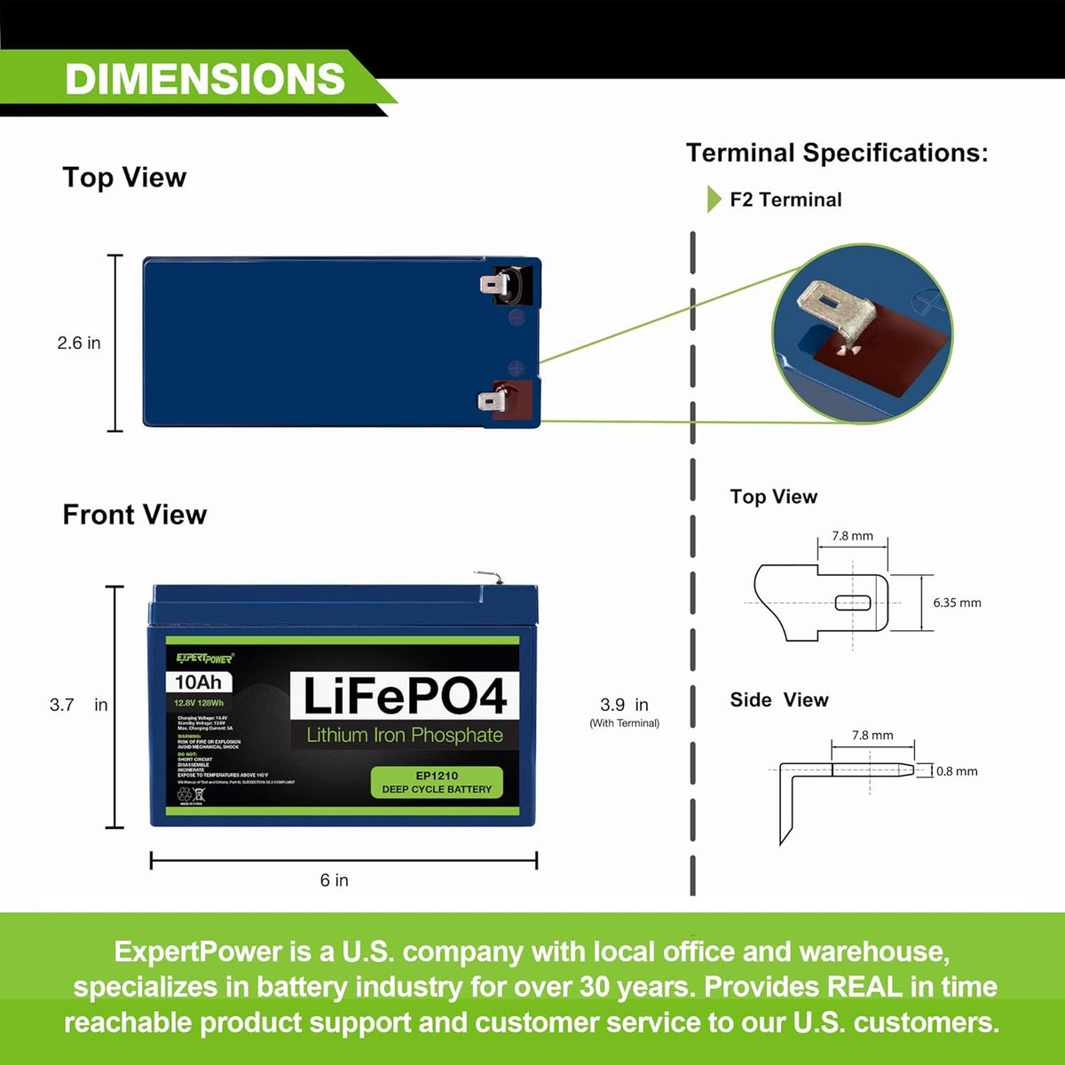12V 100Ah PRO Lithium LiFePO4 Deep Cycle Rechargeable Battery with Built-in BMS O67864