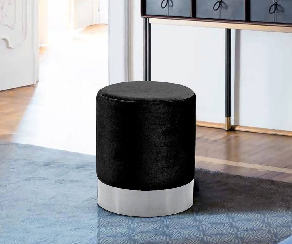 Black Velvet Ottoman/Stool A490235