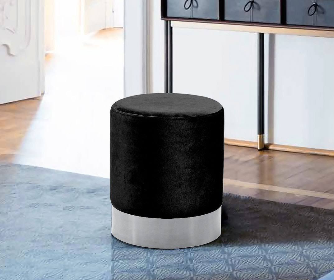 Black Velvet Ottoman/Stool A490235