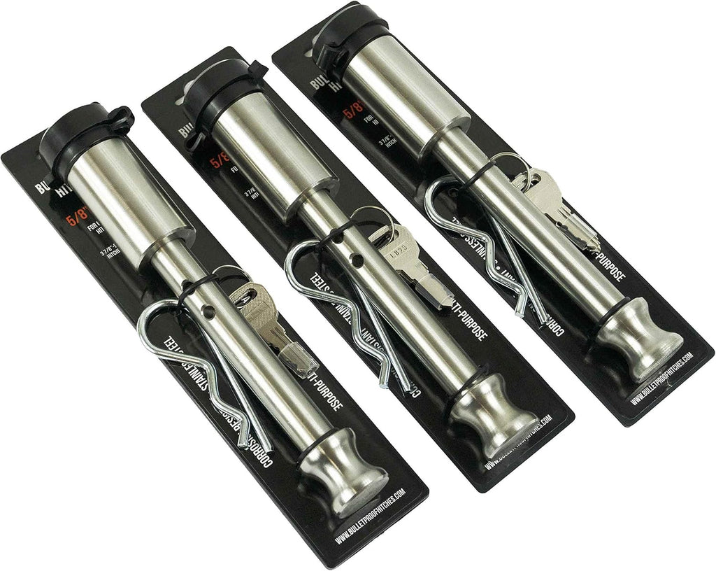 3 Pack Stainless Steel Trailer Hitch Locking Pin with Rubber Cap, 5/8 Diameter L28500