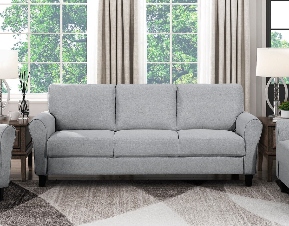 3pcs Sofa Set Dark Gray Textured Upholstered Sofa Loveseat Chair Y3598
