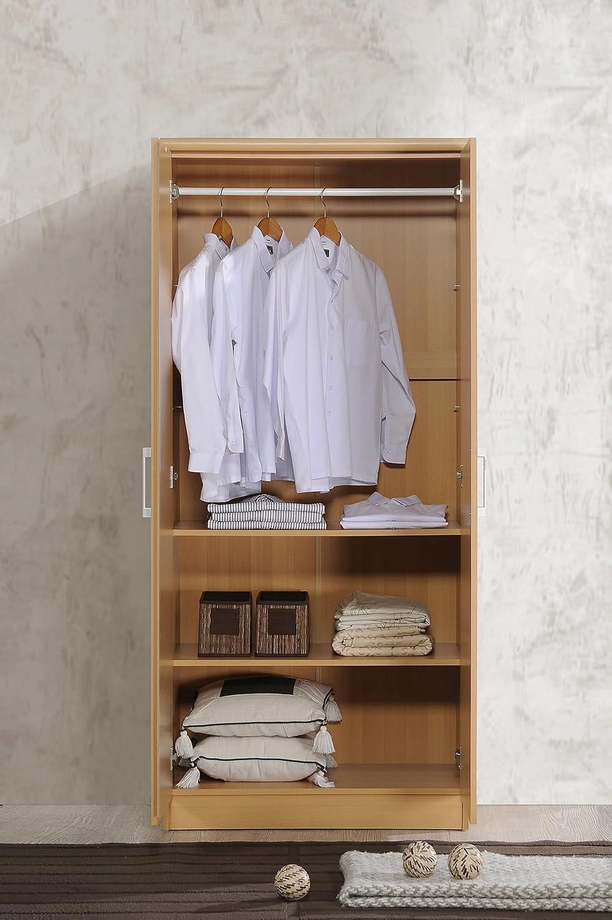 2 Door Wardrobe with Shelves & Hanging Rod V9349