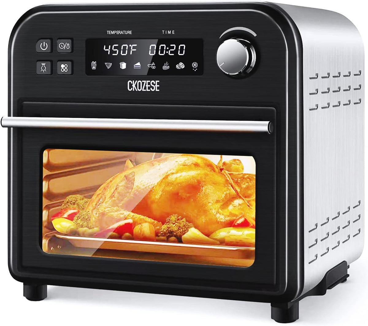 8-In-1 Toaster Oven Air Fryer, 6-Slice Compact Convection Oven, Black Stainless Steel W64853