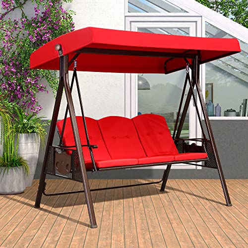 3-Seat Outdoor Patio Swing with Canopy and Cushions Z3289