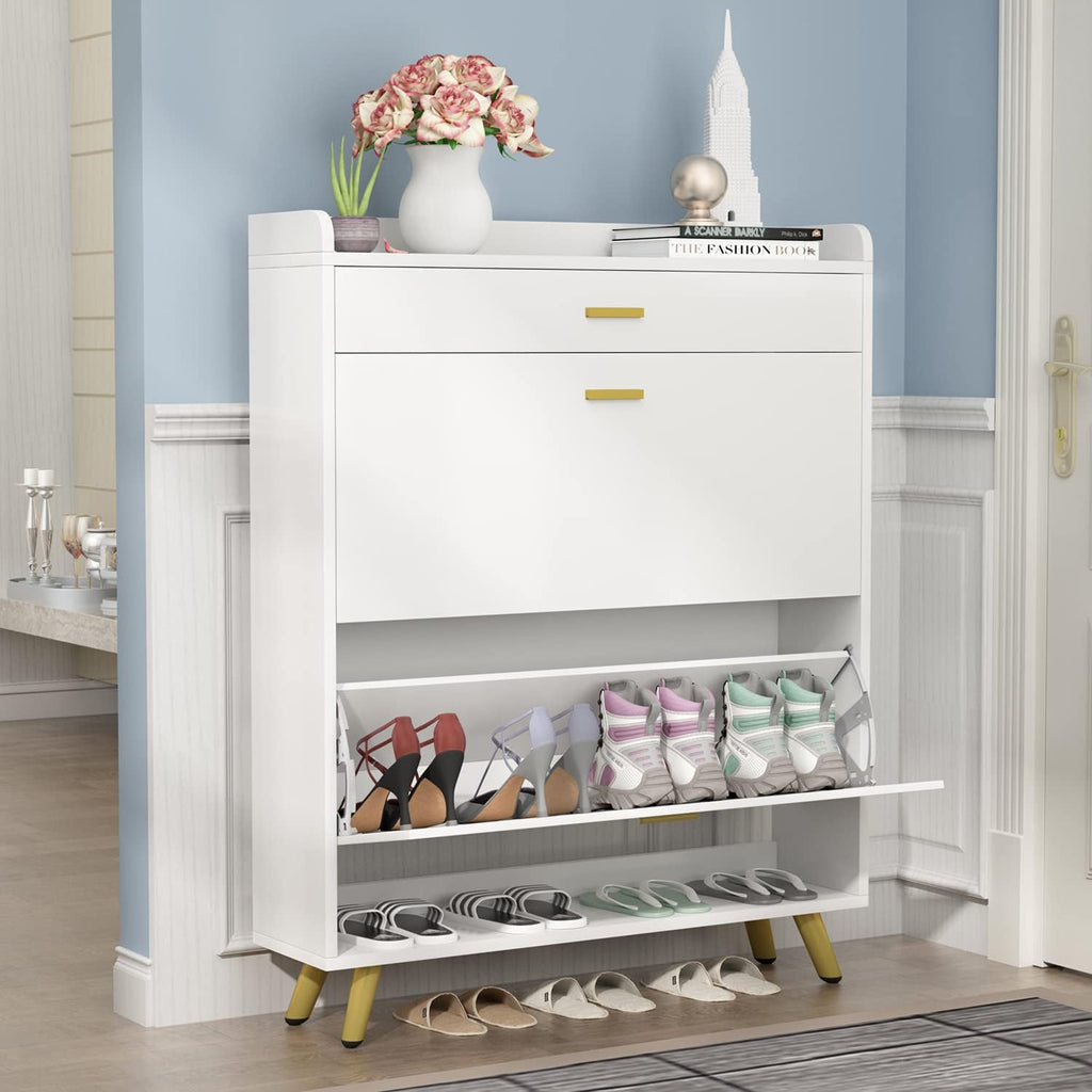 5-Tier Shoe Storage Cabinet with Drawers, White M7179
