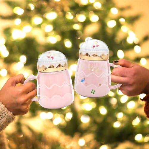 17.6 oz Ceramic Christmas Mug with Lid C527