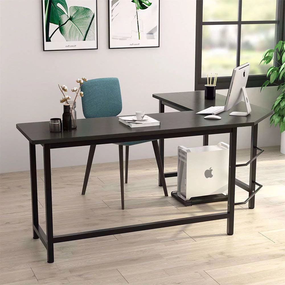 Black L-Shaped Corner Computer Desk G1754