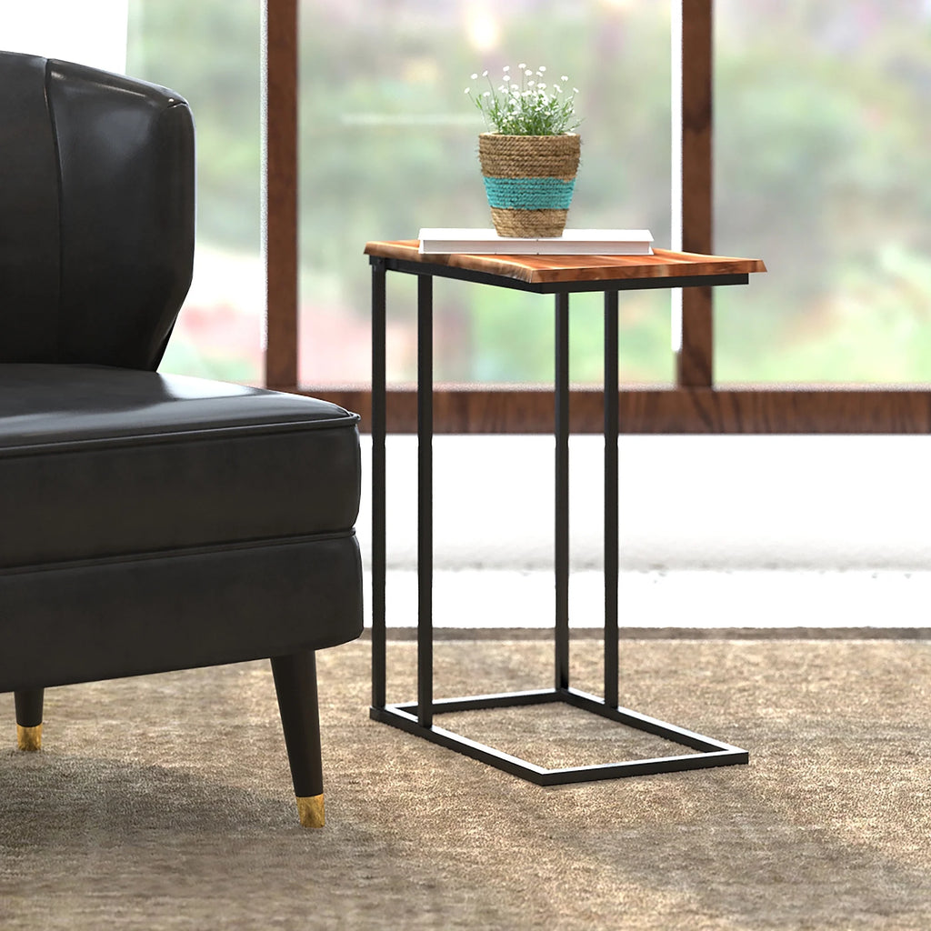 Natural Brown and Black Accent Table M35775
