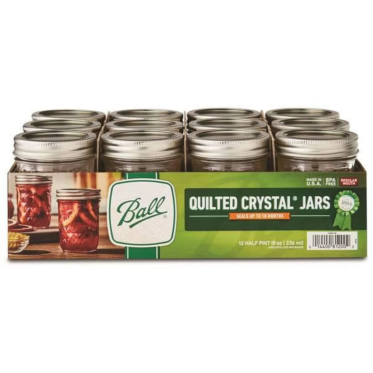 8 oz Quilted Crystal Mason Jars I4548