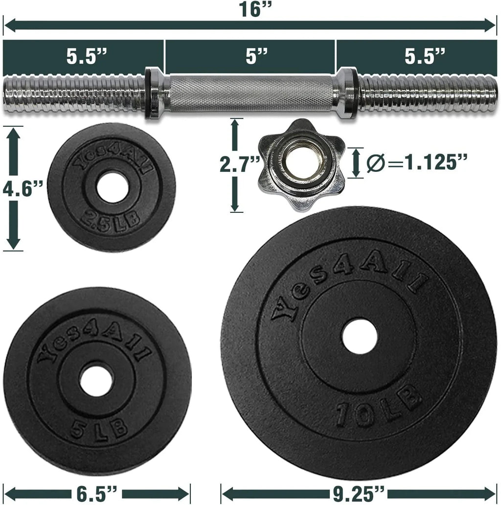 50 lbs Adjustable Cast Iron Dumbbell Set J5715