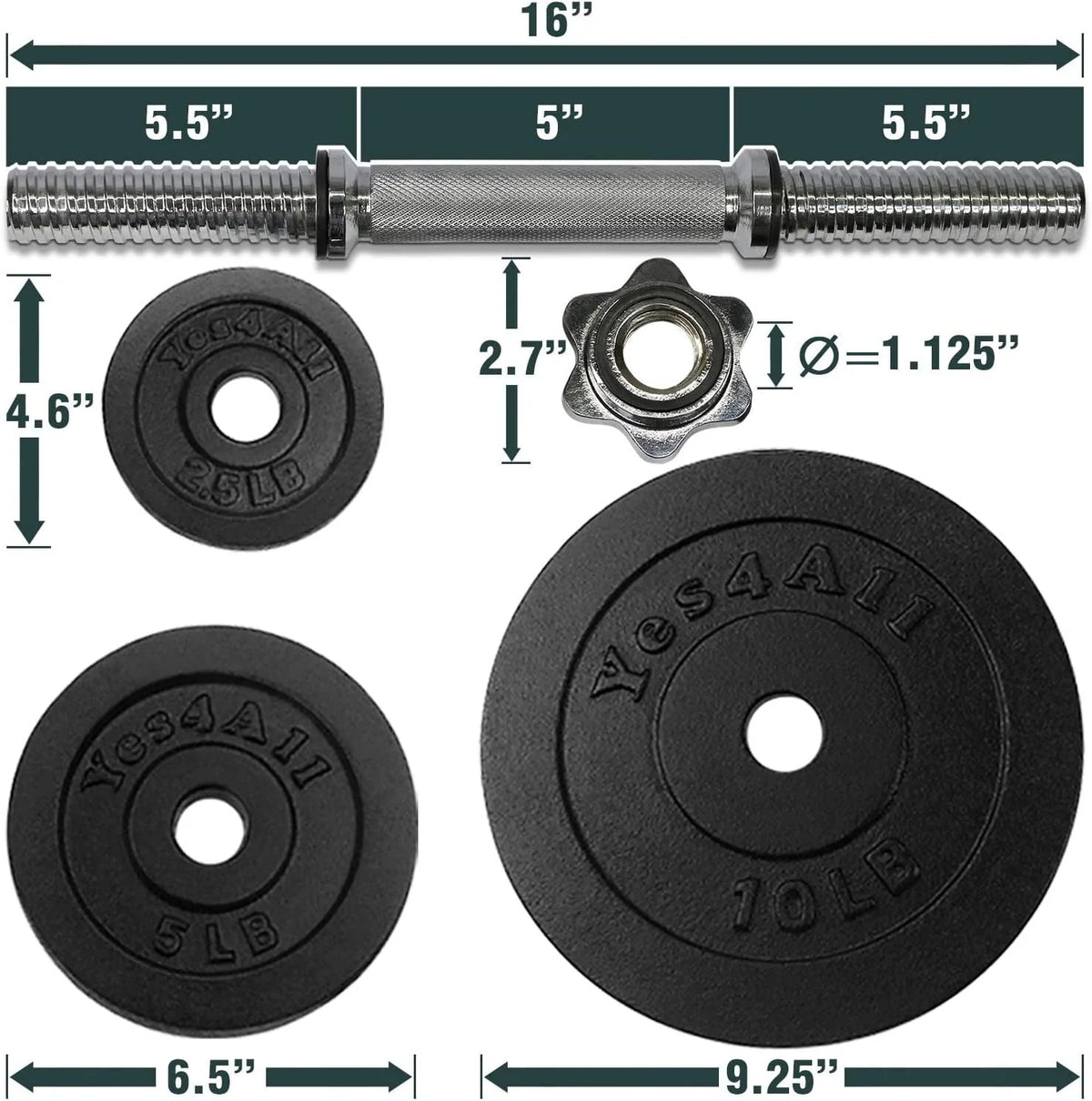 50 lbs Adjustable Cast Iron Dumbbell Set J5715