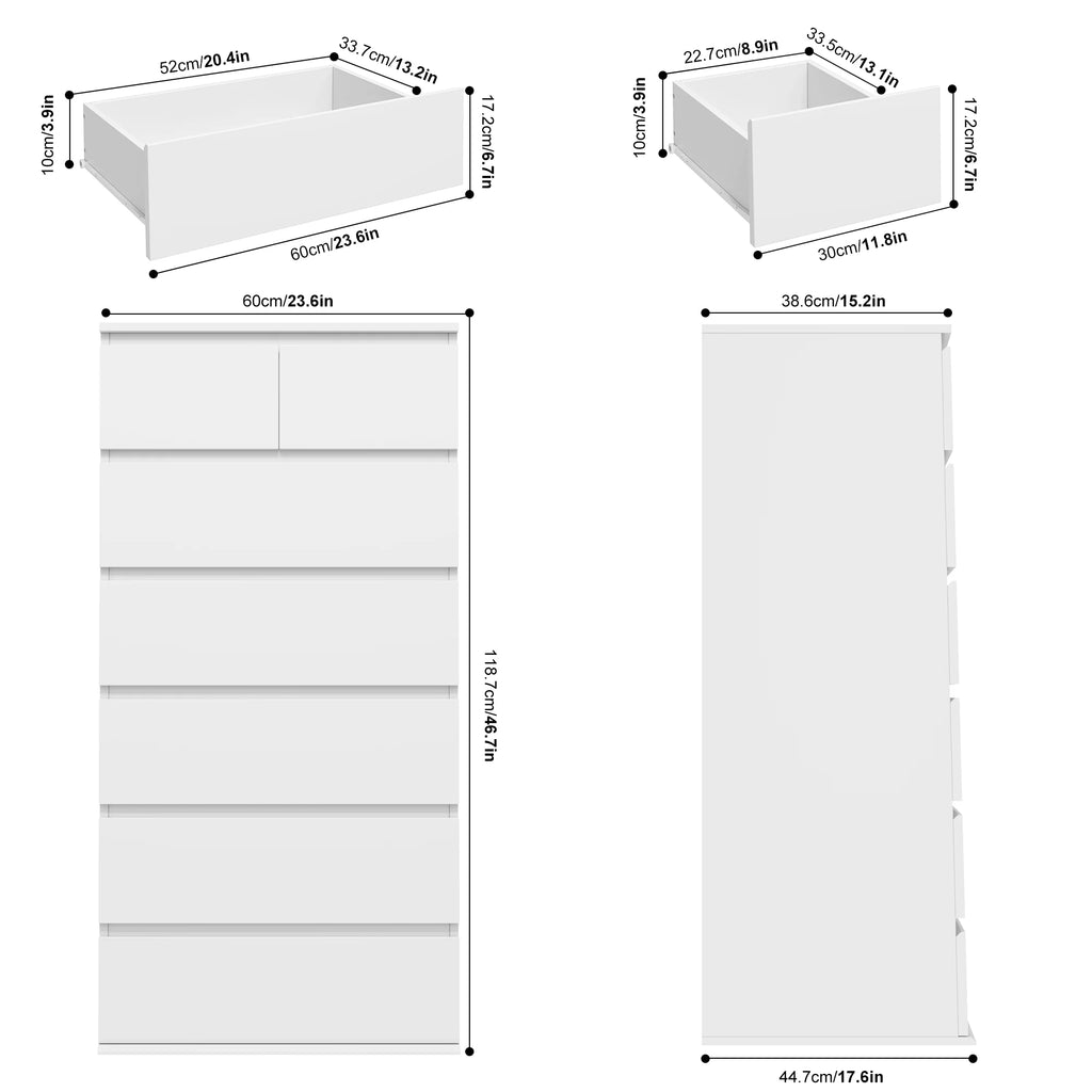 White 7 Drawer Dresser R4310