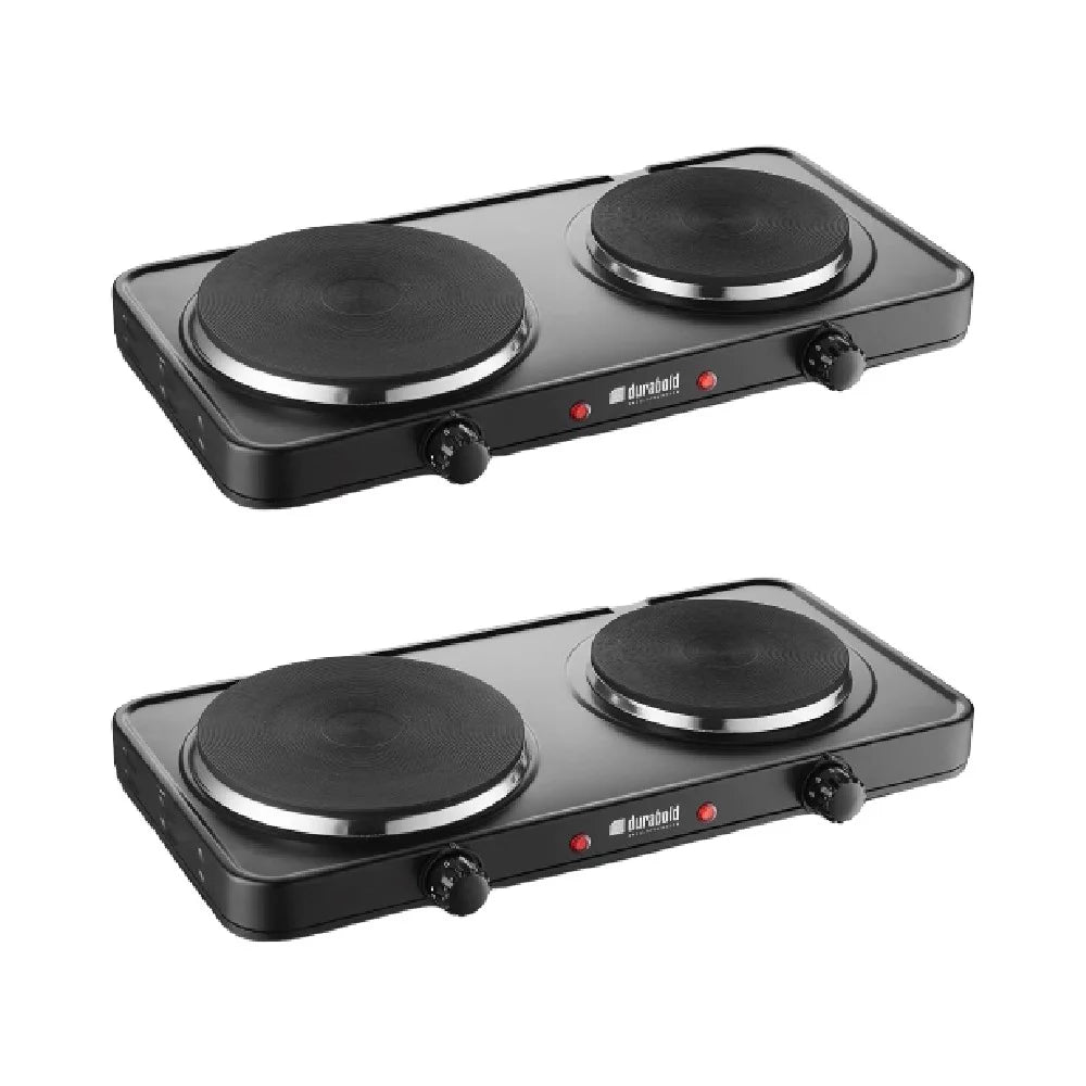 Electric Double Burner Cast Iron Hot Plate Black, 2 Pack H159350