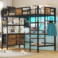 Twin Size Metal Loft Bed with Desk and 5 Drawer M70571