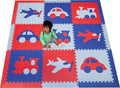 Kids Foam Play Mat (6.5 x 6.5 Feet) Red, Blue, Light Blue H989