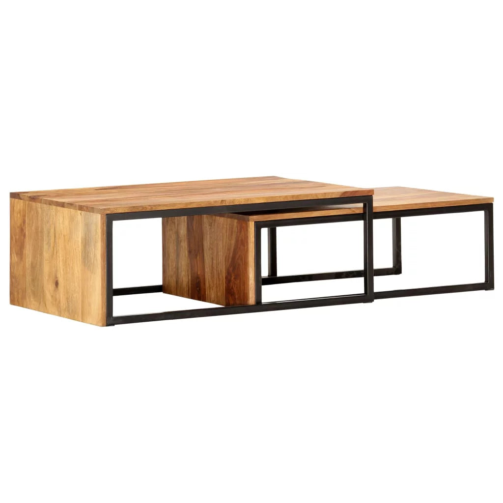 2 pcs Solid Sheesham Wood Nesting Tables E232