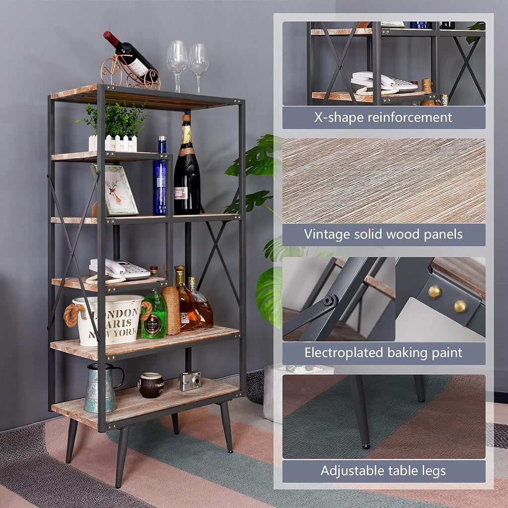 6 Tier Solid Wood Bookcase B7116