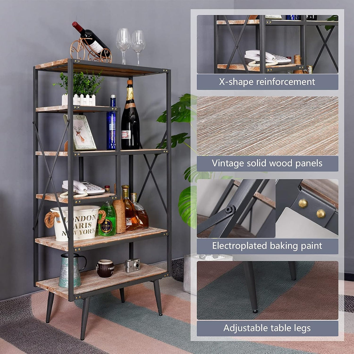 6 Tier Solid Wood Bookcase B7116