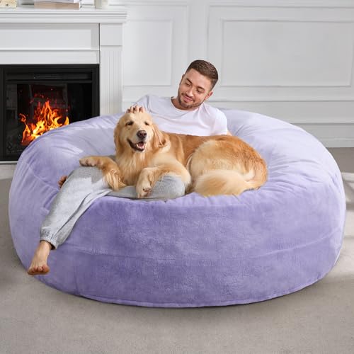 3ft Grey Faux Fur Bean Bag Chair L82655