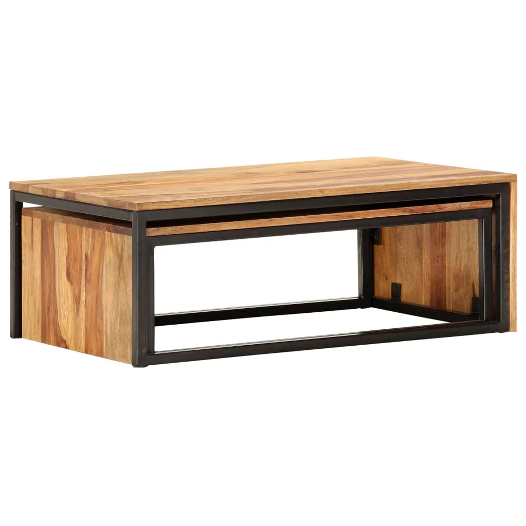 2 pcs Solid Sheesham Wood Nesting Tables E232
