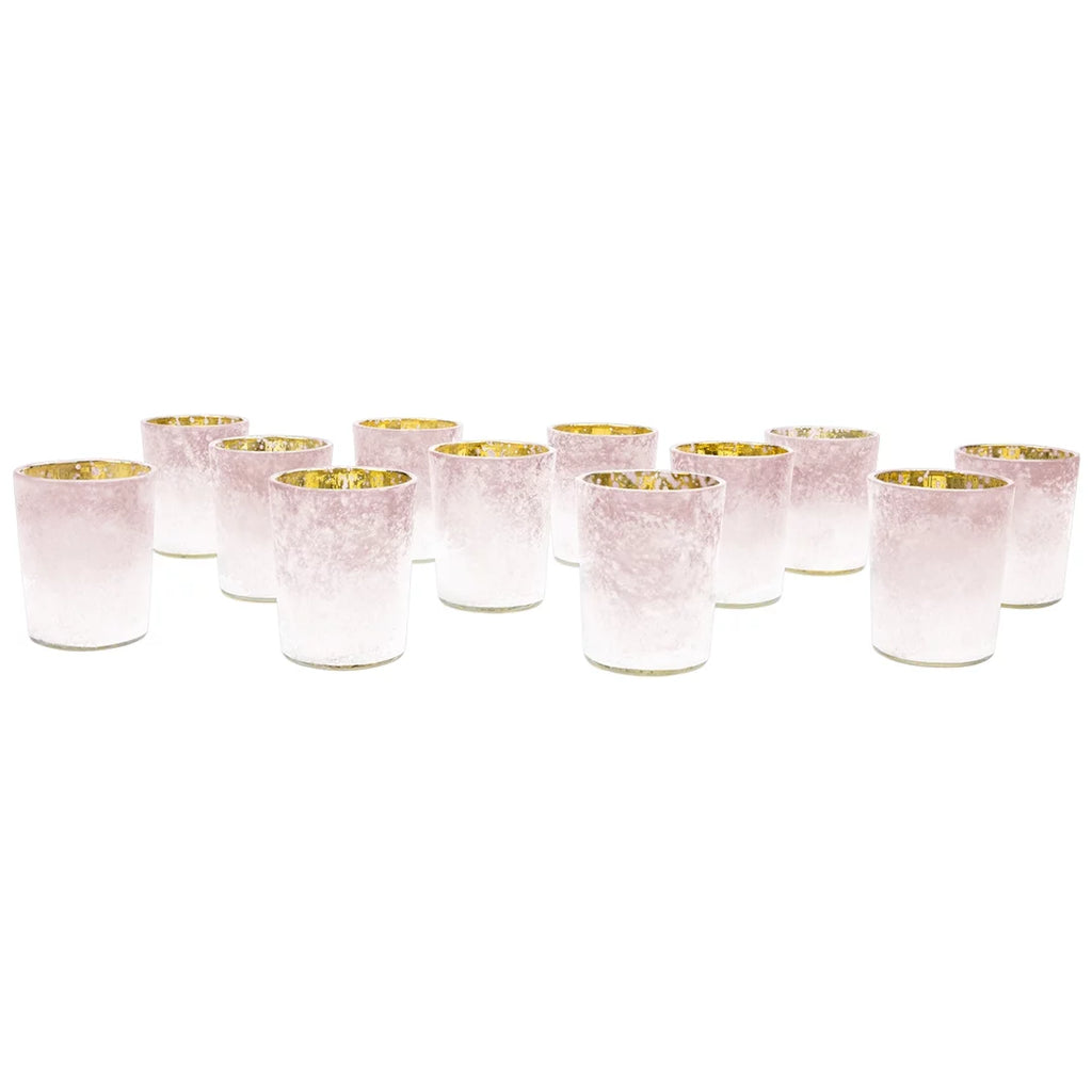 Pink Frosted Ombre Mercury Glass Votive Candle Holders Set of 12 A6293