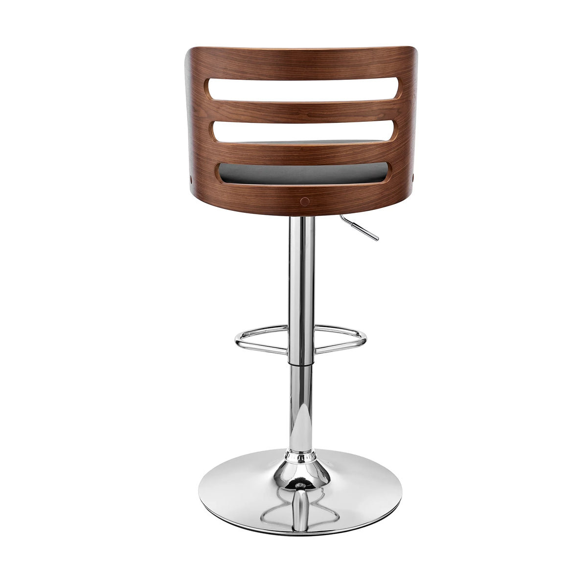 Black Faux Leather and Walnut Wood Adjustable Swivel Bar Stool L33551