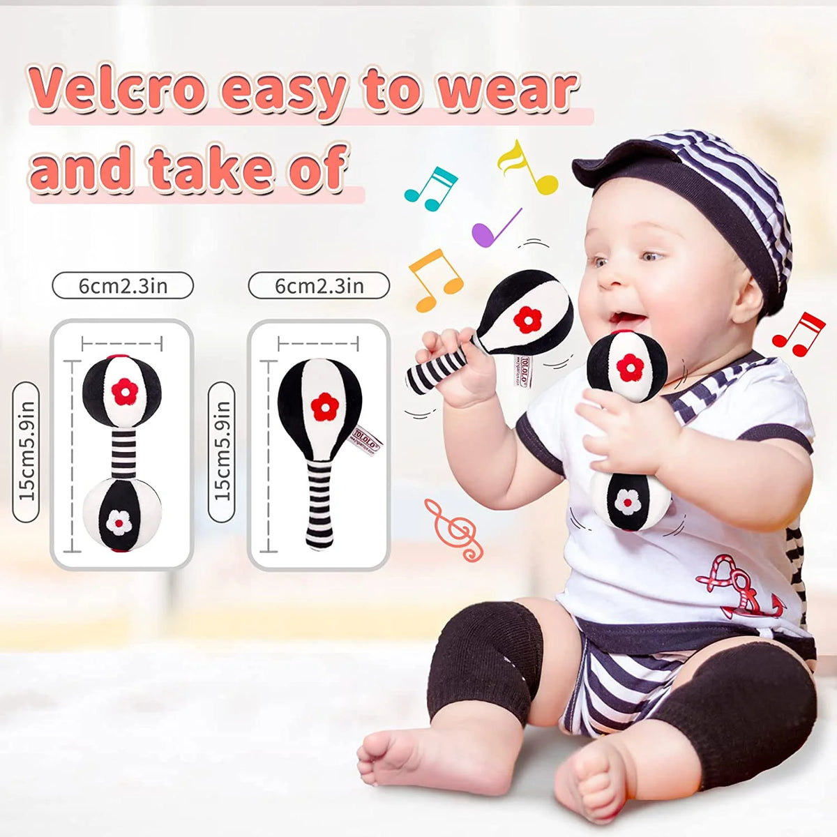 2PCS Soft Rattles for Baby, Baby Toys 0-6 Months, Car Seat Toys for Infants S573851