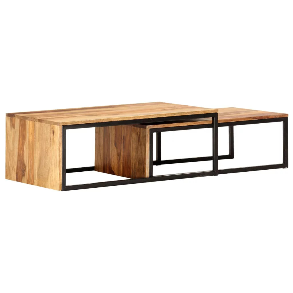 2 pcs Solid Sheesham Wood Nesting Tables E232