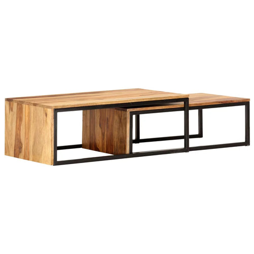 2 pcs Solid Sheesham Wood Nesting Tables E232
