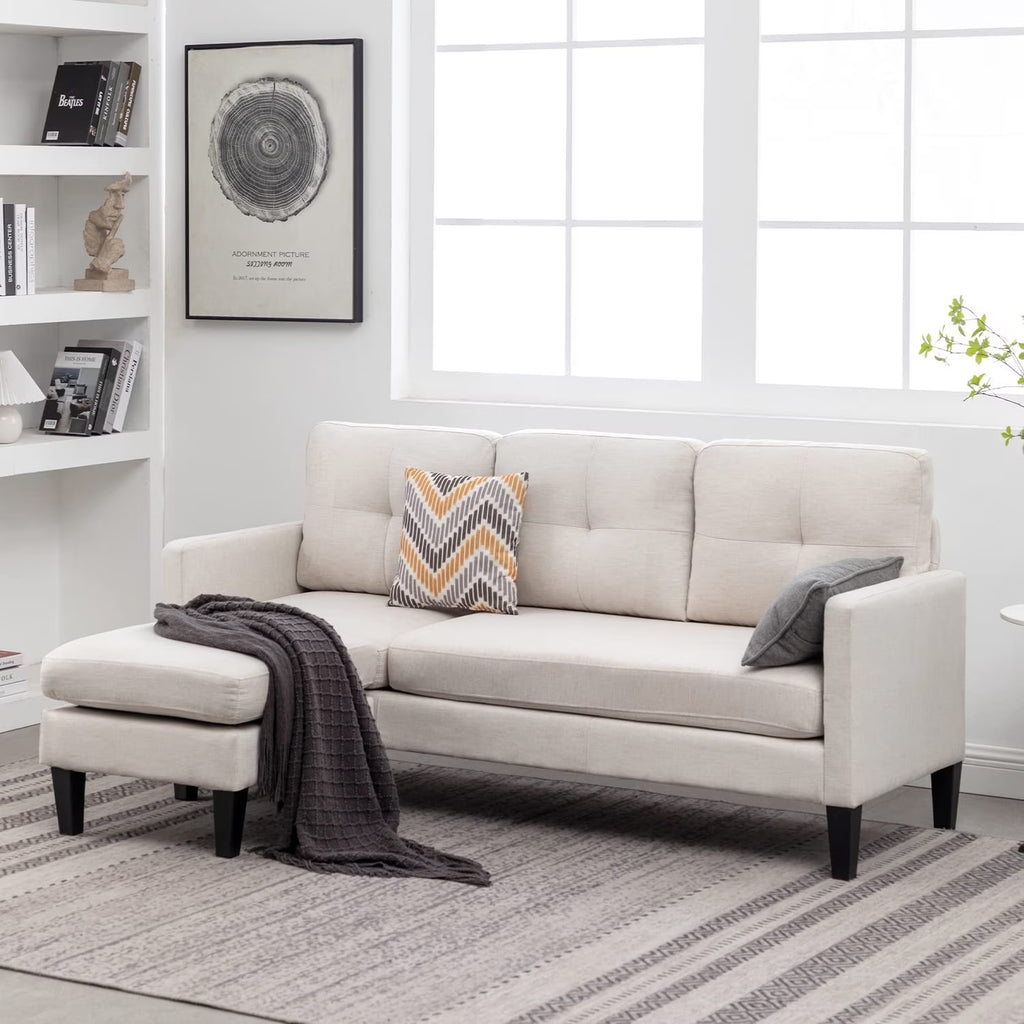 Beige Reversible Sectional Sofa with Ottoman B69094