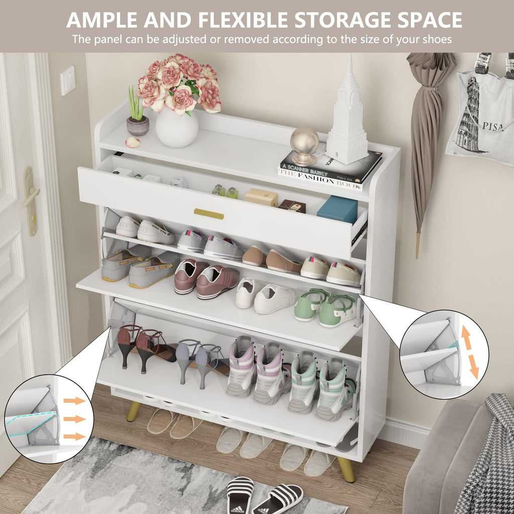 5-Tier Shoe Storage Cabinet with Drawers, White M7179
