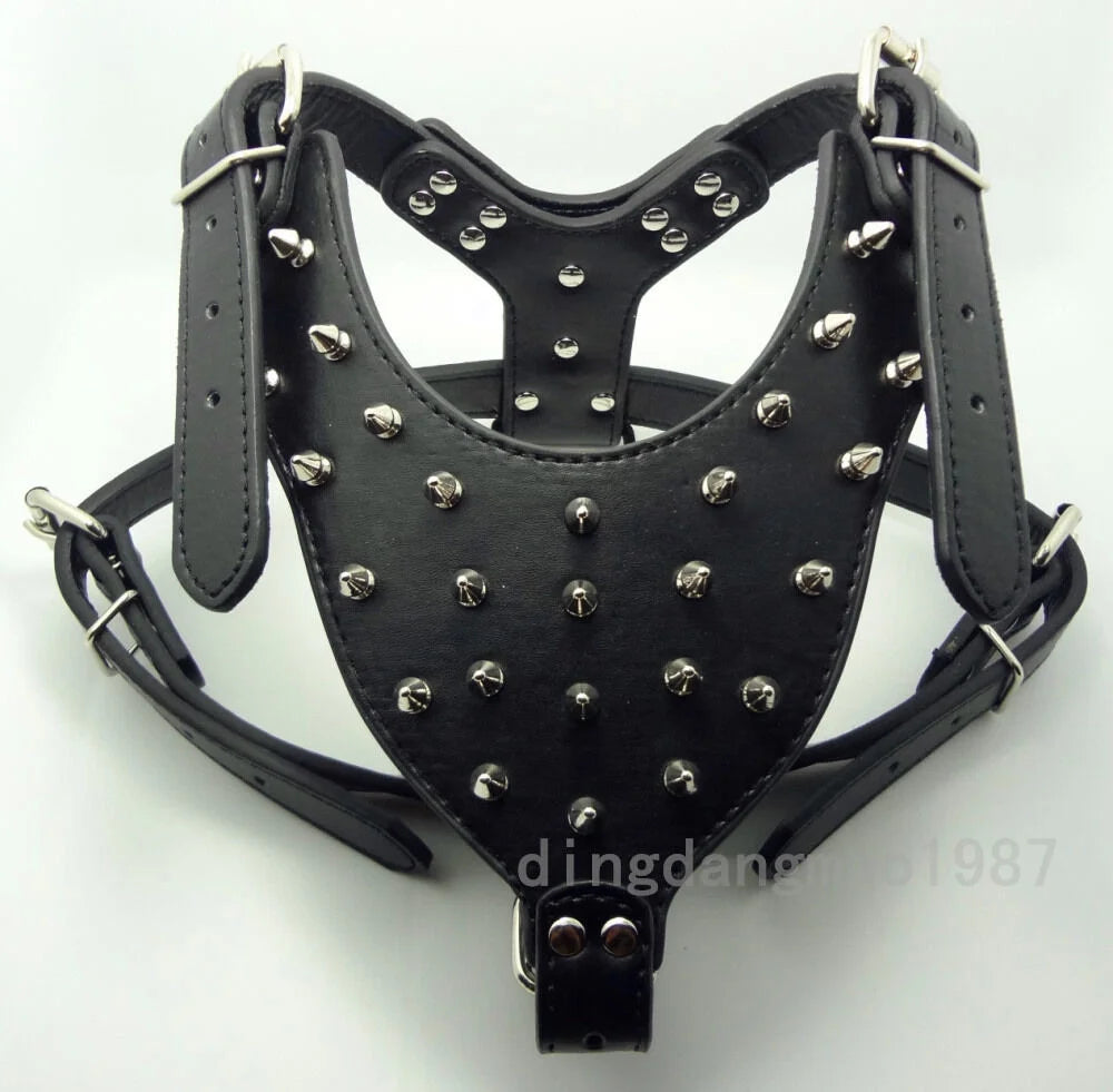 Spiked Studded Leather Dog Harness M2916